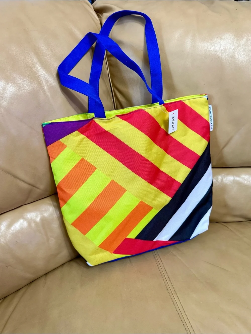 Donald Robertson x Clinique NWT Colorblock Rainbow Tote Drawbertson
